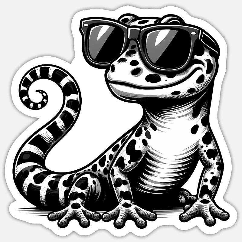 Eidechse mit Sonnenbrille - Sticker Größe S (10 x 10 cm) - Mattweiß