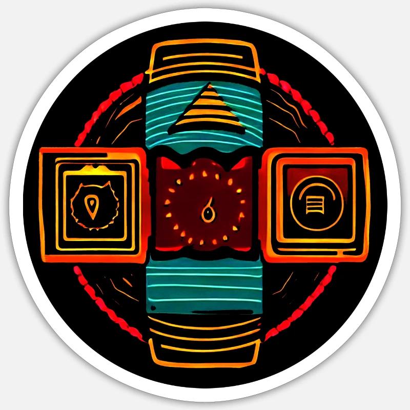 Neon Geometric Icons - Native Freestyle - Sticker taille S (10 x 10 cm) - blanc mat