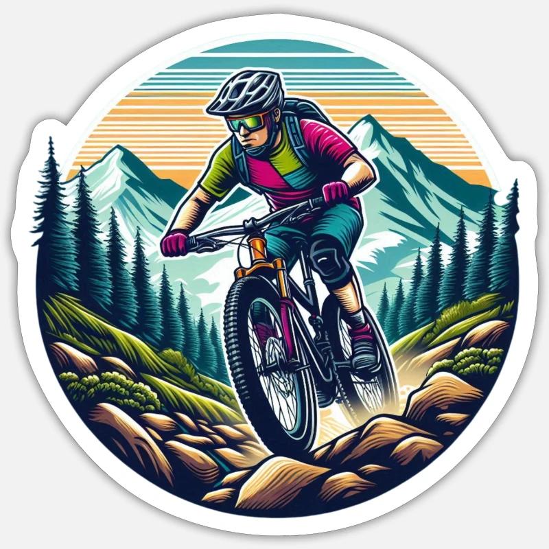 Mountainbiker - Sticker Größe S (10 x 10 cm) - Mattweiß