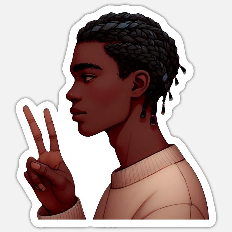 Black Boy - Pace e armonia - Sticker formato S (10 x 10 cm) - bianco opaco