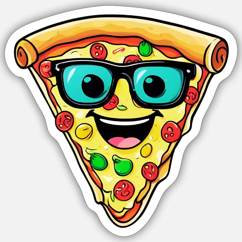 Pizzastück Comic Sticker Größe S (10 x 10 cm)