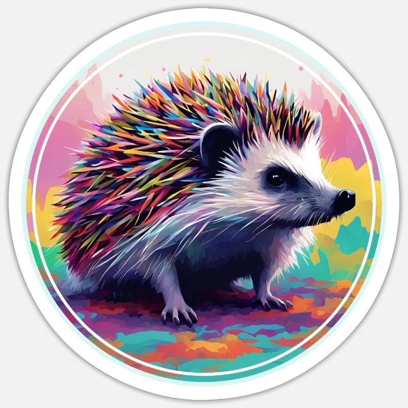Farbenfrohe digitale Kunst - Igel Sticker Größe S (10 x 10 cm)
