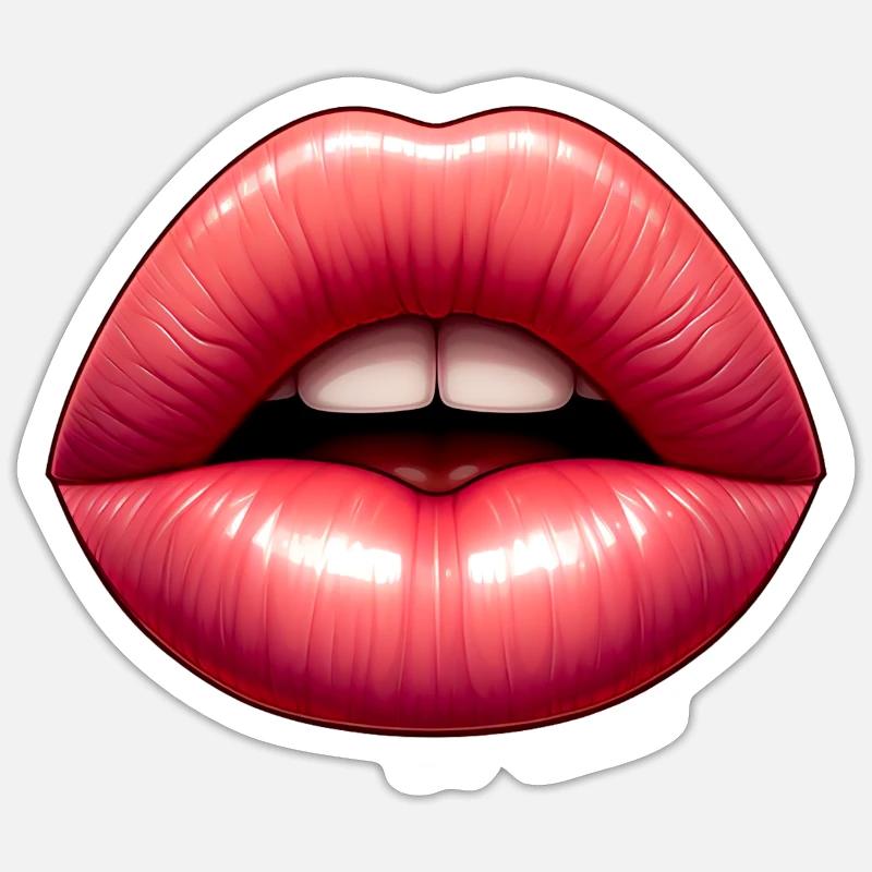 Lèvres Pulpeuses - Sticker taille S (10 x 10 cm) - blanc mat