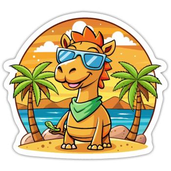 Camel Lustige Cartoon Sommer Strand Sonnenbrille - Sticker Größe S (10 x 10 cm) - Mattweiß - Vorne