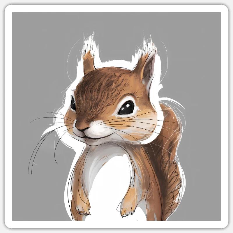 Eichhörnchen - Sticker Größe S (10 x 10 cm) - Mattweiß