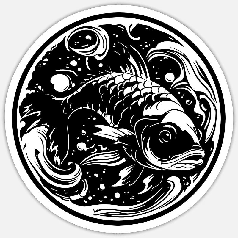 Fish Drawing - Sticker size S (10 x 10 cm) - white matte