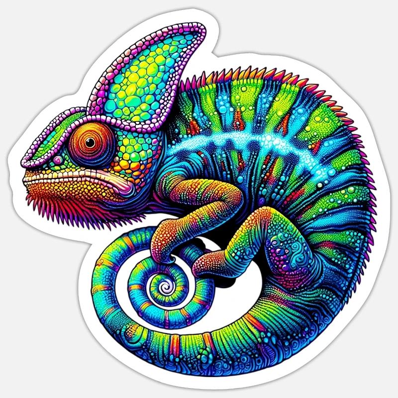 Caméléon - Sticker taille S (10 x 10 cm) - blanc mat