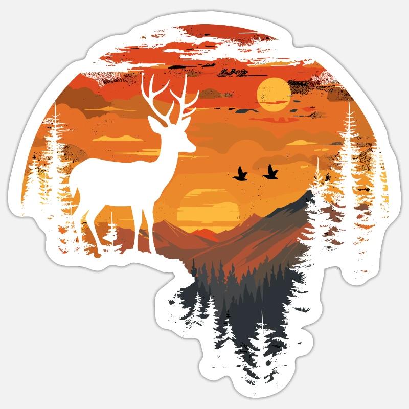Deer Forest Deer Nature Sunset Sticker size S (10 x 10 cm)