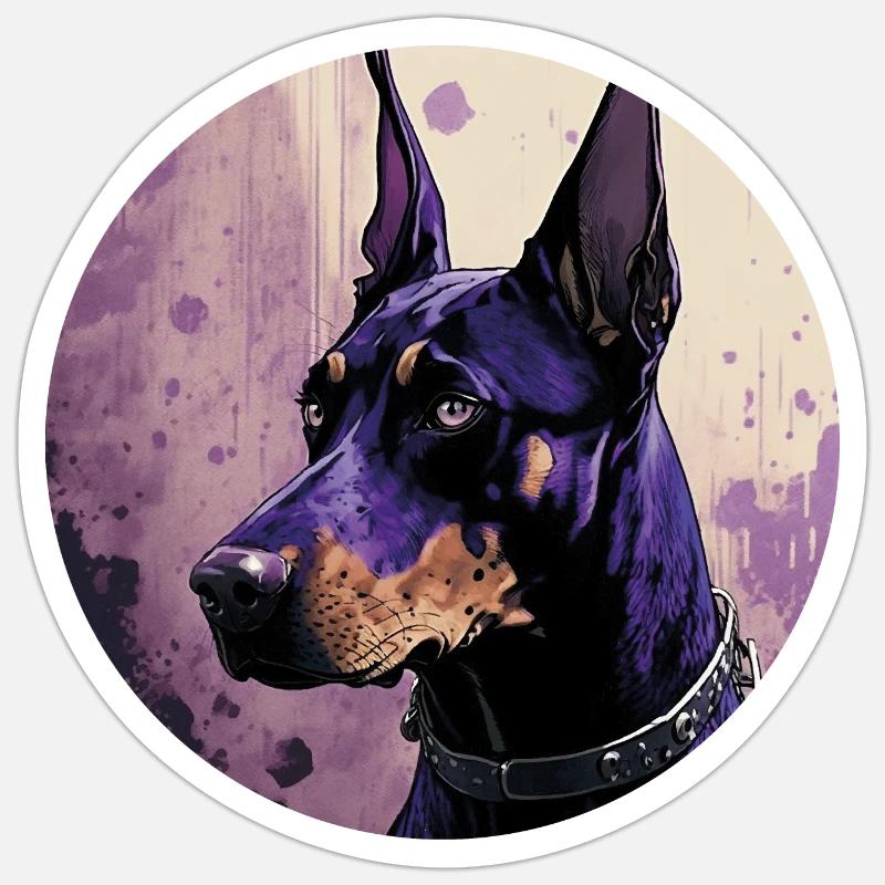 Cool Doberman - Sticker taille S (10 x 10 cm) - blanc mat