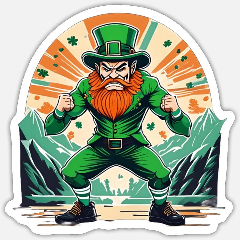St. Patrick's Day Kleeblatt Kobold Sticker Größe S (10 x 10 cm)