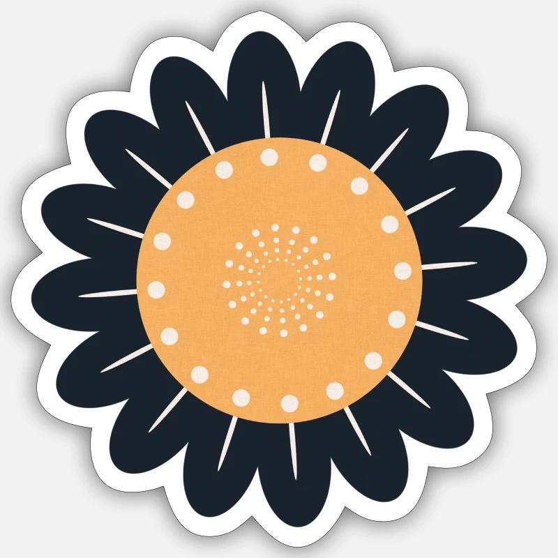 Schwarze & orangefarbene Blume - Sticker Größe S (10 x 10 cm) - Mattweiß