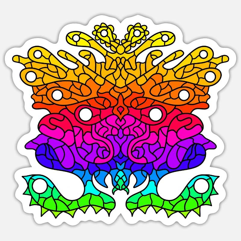 Abstract Rainbow Alien Creature - Sticker size S (10 x 10 cm) - white matte