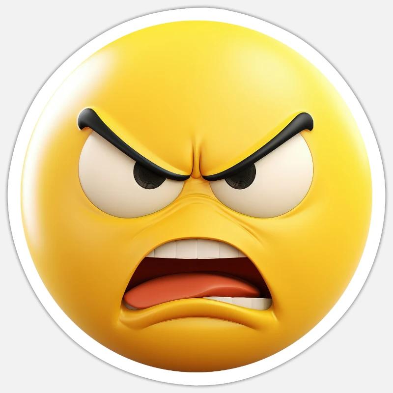 Wütend Emoticon Emotion - Sticker Größe S (10 x 10 cm) - Mattweiß