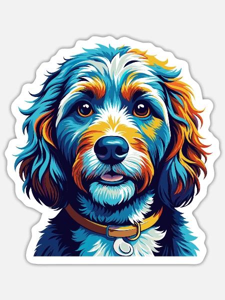 Cockapoo Hunderasse Bunt Karikatur Kawaii - Sticker Größe S (10 x 10 cm) - Mattweiß