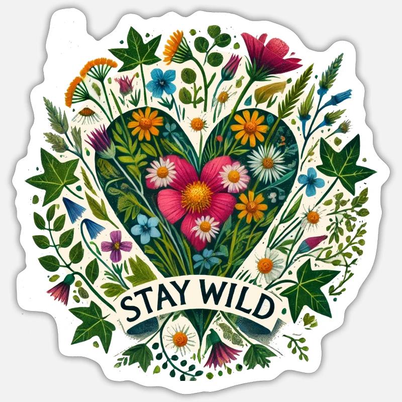 Restez Fleurs sauvages - Sticker taille S (10 x 10 cm) - blanc mat