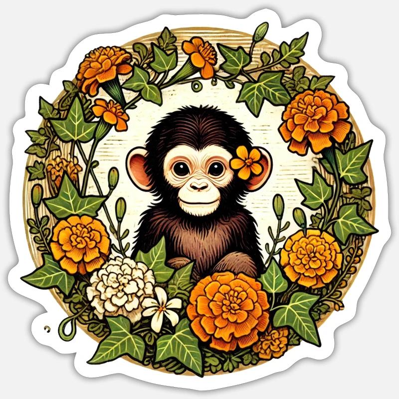 Chimpanzé - Sticker taille S (10 x 10 cm) - blanc mat