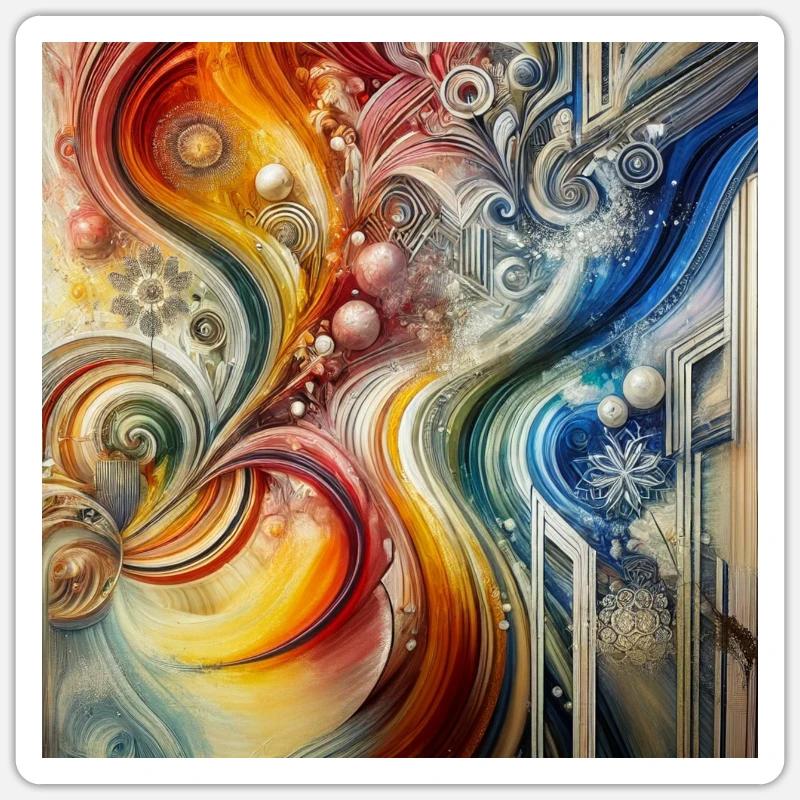 Aetherische Fusion - Abstraktes Gemälde Sticker Größe S (10 x 10 cm)