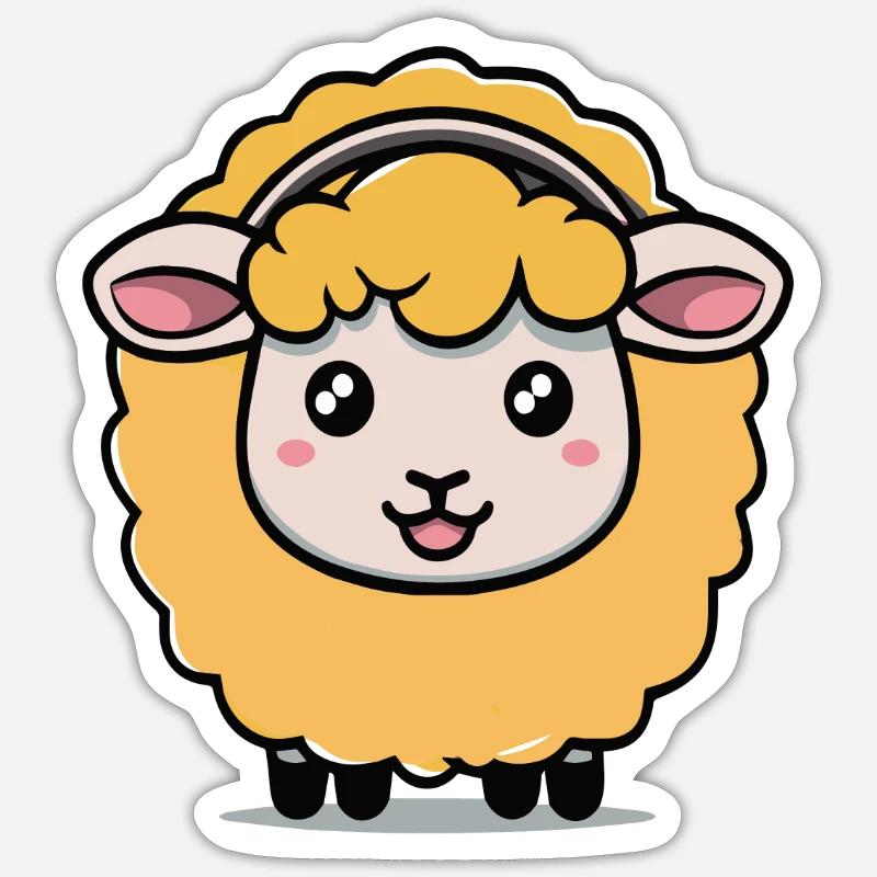Mouton mignon - Sticker taille S (10 x 10 cm) - blanc mat