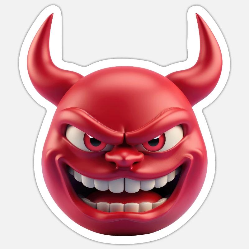 Teufel Satan Emoticon - Sticker Größe S (10 x 10 cm) - Mattweiß