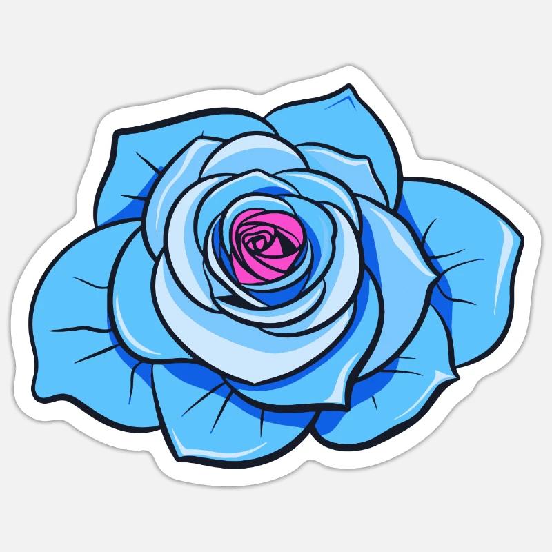 Blaue Rose - Sticker Größe S (10 x 10 cm) - Mattweiß