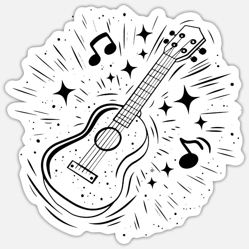 Ukulélé Dessin au trait - Sticker taille S (10 x 10 cm) - blanc mat