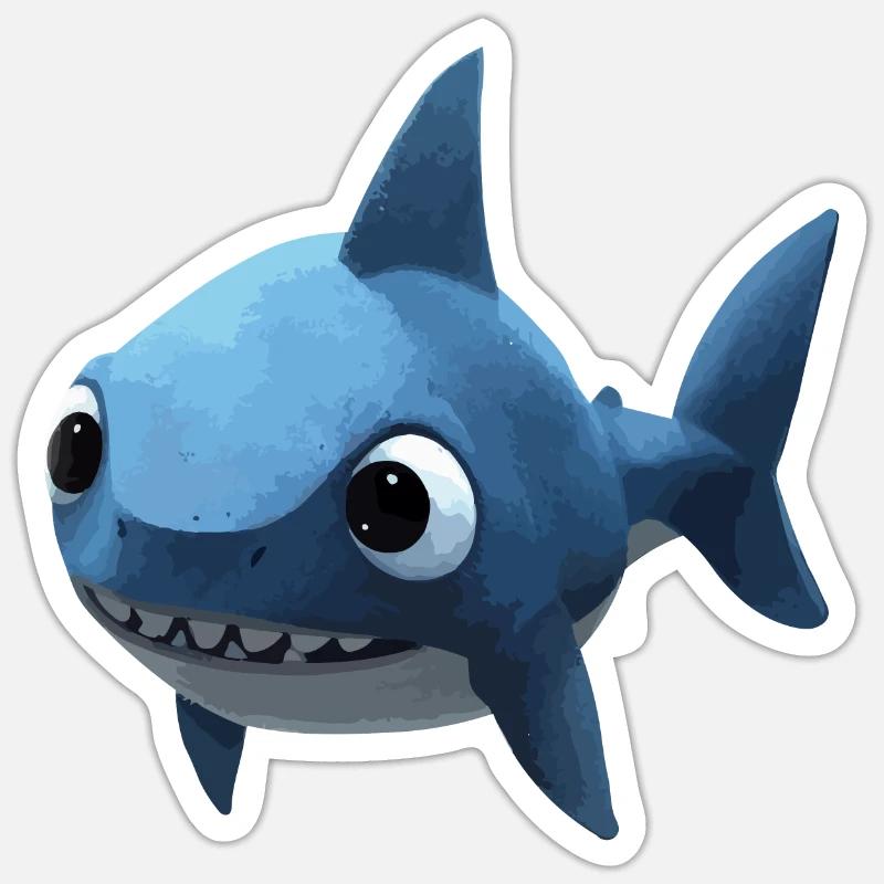 Bébé requin bleu - Mignon et élégant Sticker taille S (10 x 10 cm)