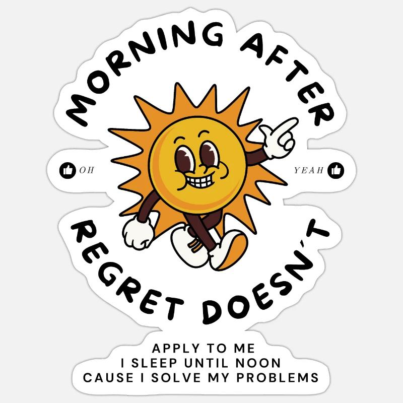 Solving regrets cartoon Sticker size S (10 x 10 cm)