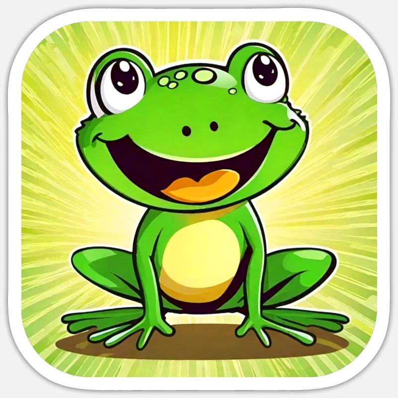 Cute frog in comic style - Sticker size S (10 x 10 cm) - white matte