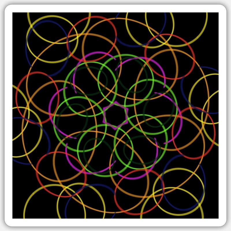 Kreise auf schwarzem Hintergrund - Sticker Größe S (10 x 10 cm) - Mattweiß