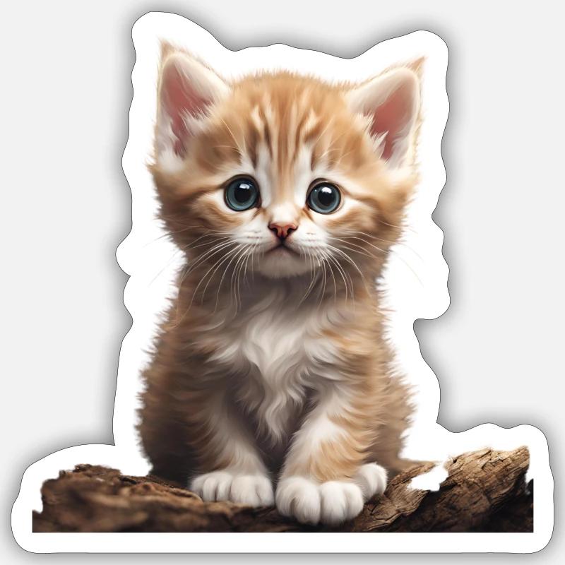 Petit chaton mignon - Sticker taille S (10 x 10 cm) - blanc mat