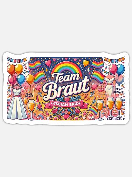 team braut - Sticker Größe S (10 x 10 cm) - Mattweiß