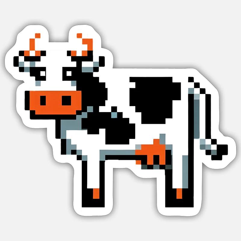 Pixel Cow Retro Pixel Graphics Basic design 2D Pixel Sticker size S (10 x 10 cm)