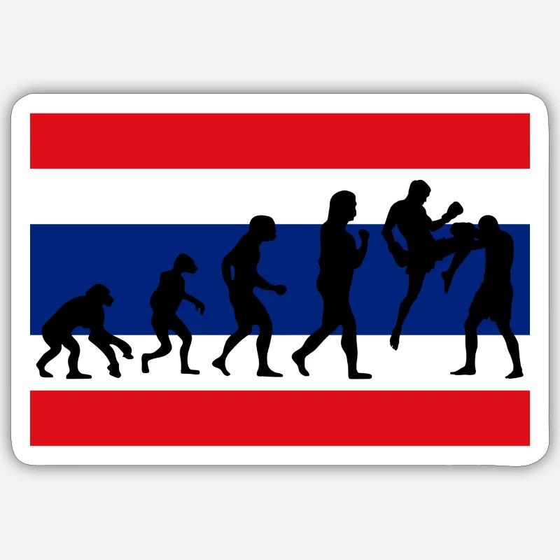 Evolution of Muay Thai - Sticker Größe S (10 x 10 cm) - Mattweiß