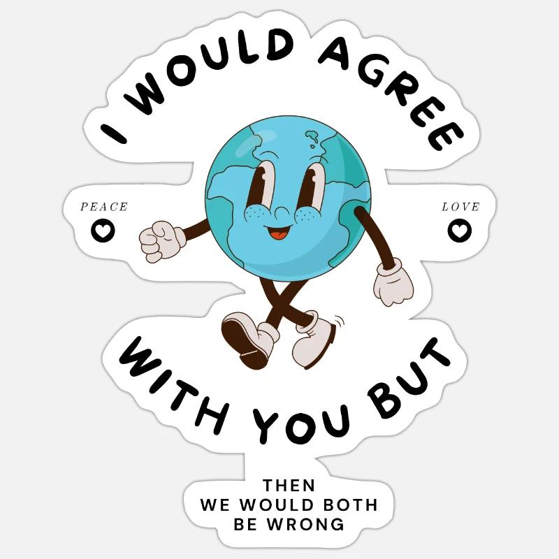 Wrongly agree cartoon - Sticker size S (10 x 10 cm) - white matte