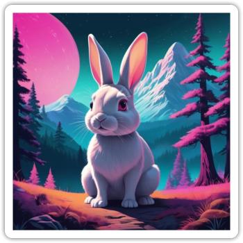 Hase am Berg - Sticker Größe S (10 x 10 cm) - Mattweiß - Vorne