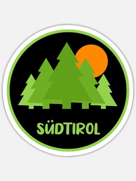 Südtirol rund, Sonnenuntergang - Sticker Größe S (10 x 10 cm) - Mattweiß