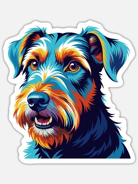 Airedale Terrier Hunderasse Bunte Karikatur Kawaii - Sticker Größe S (10 x 10 cm) - Mattweiß