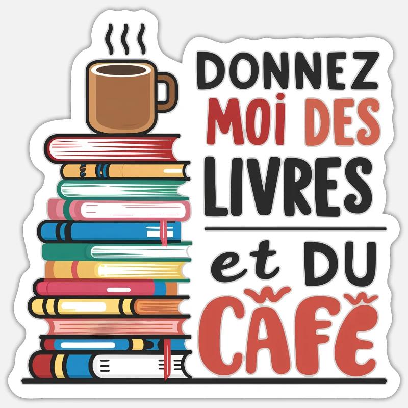 Bücher & Kaffee - Kultur & Trinken - Sticker Größe S (10 x 10 cm) - Mattweiß