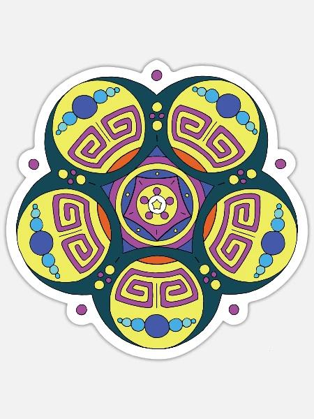 Crop Circle farbig - Sticker Größe S (10 x 10 cm) - Mattweiß