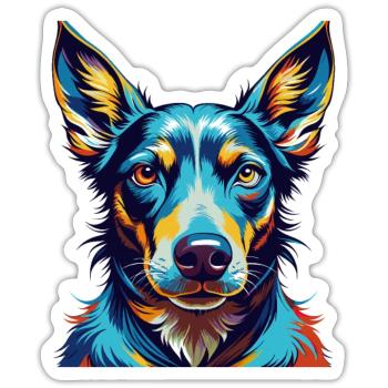 Chien courant andalou race de chien dessin animé coloré Kawaii - Sticker taille S (10 x 10 cm) - blanc mat - Devant