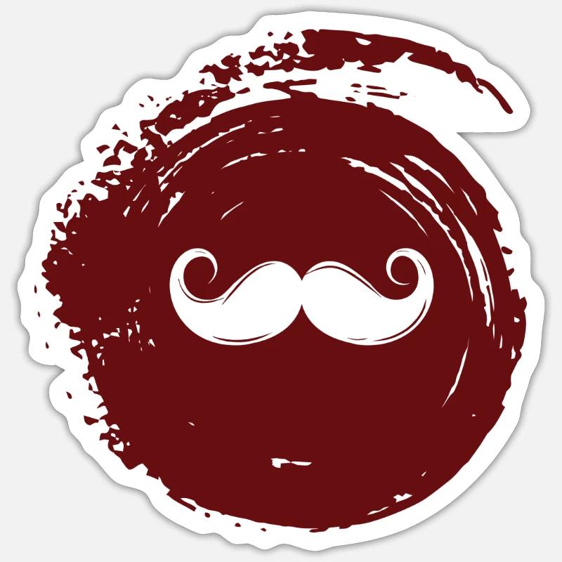 Moustache Barbe Gentleman - Sticker taille S (10 x 10 cm) - blanc mat
