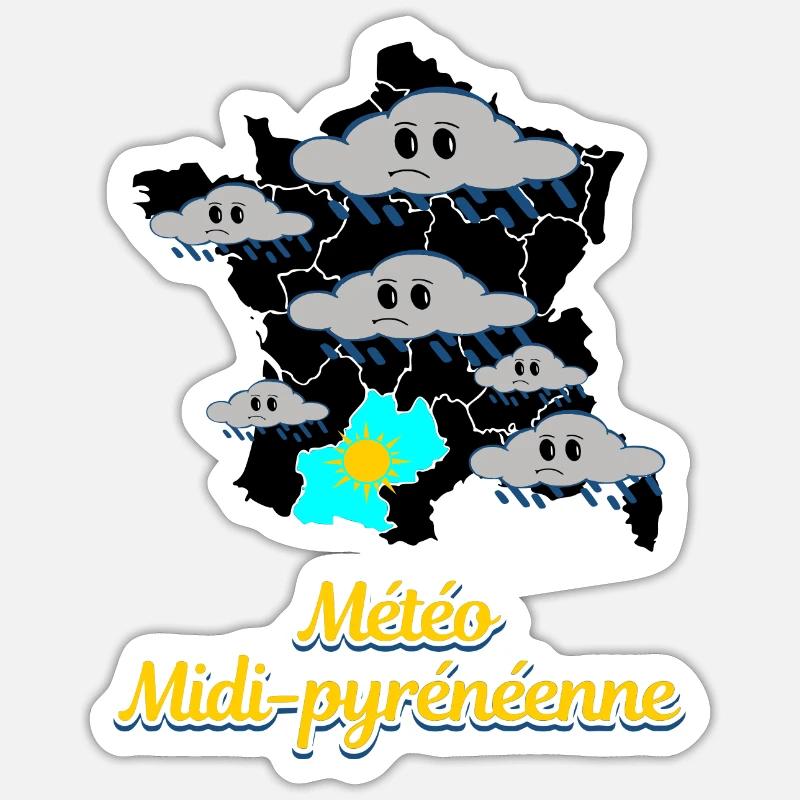 Météo Midi-Pyrénéennes - Sticker taille S (10 x 10 cm) - blanc mat