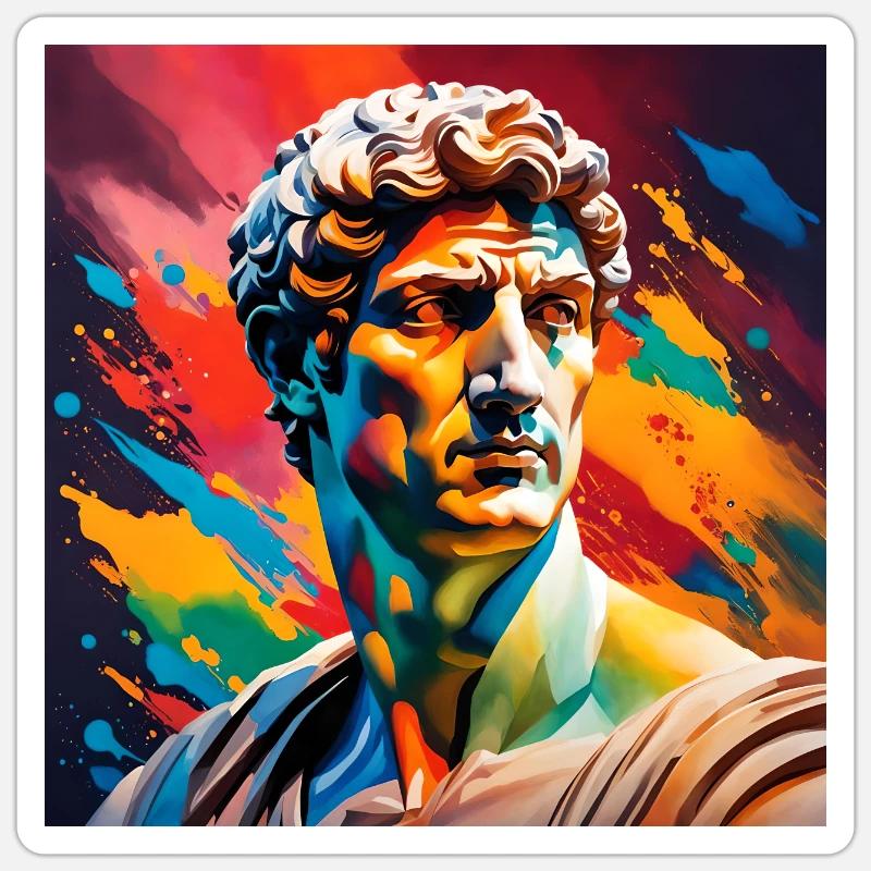 Michelangelo David farbig Sticker Größe S (10 x 10 cm)