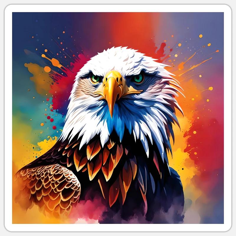 Eagle coloured - Sticker size S (10 x 10 cm) - white matte
