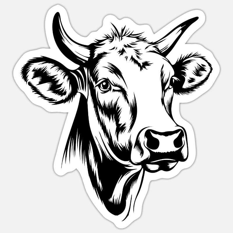 Vache Vaches - Sticker taille S (10 x 10 cm) - blanc mat