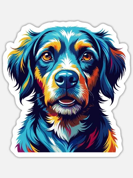 Tyroler Bracke Hunderasse Bunte Karikatur Kawaii - Sticker Größe S (10 x 10 cm) - Mattweiß