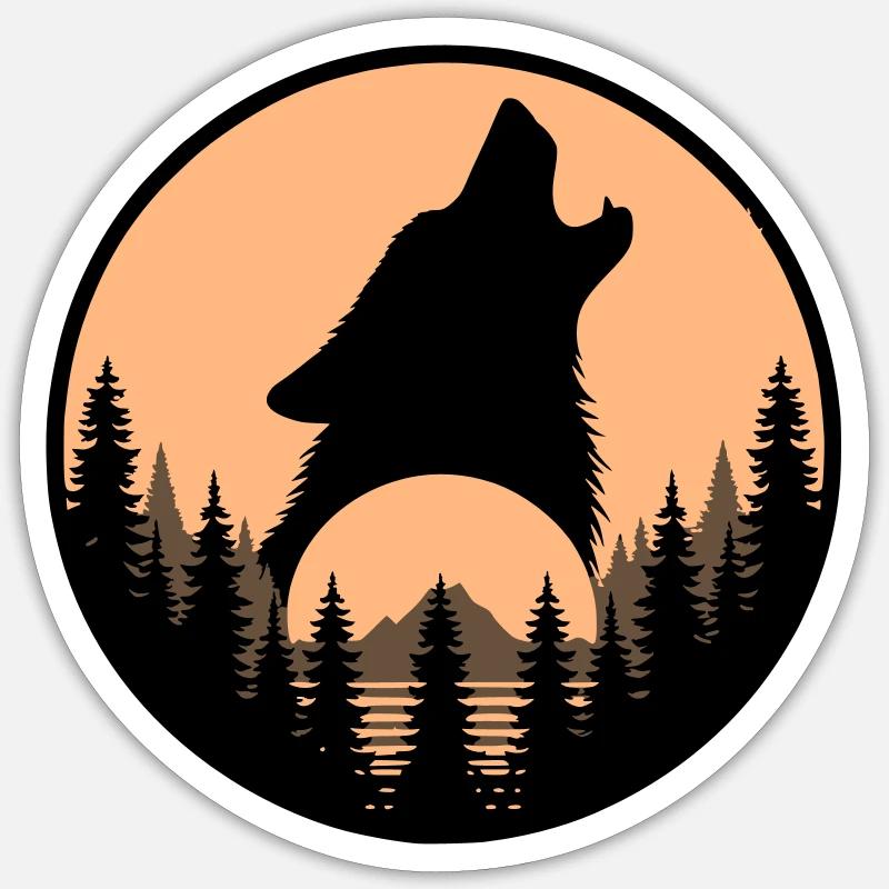 Wolf - Sticker Größe S (10 x 10 cm) - Mattweiß