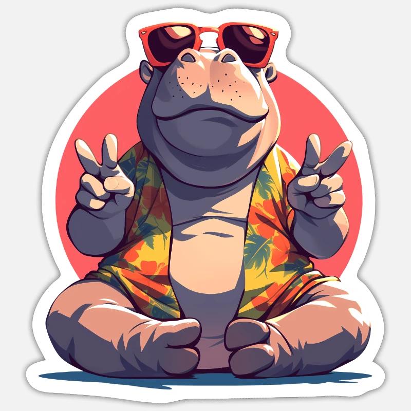 vacation hippo - Sticker size S (10 x 10 cm) - white matte