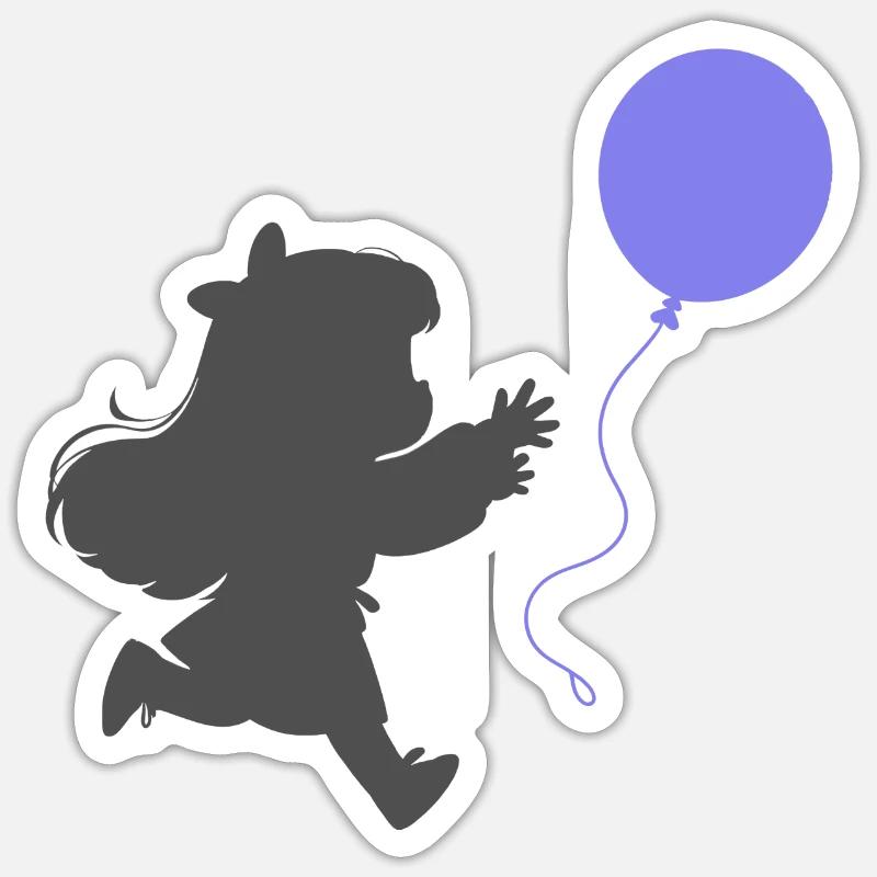 Mädchen mit einem Luftballon - Sticker Größe S (10 x 10 cm) - Mattweiß