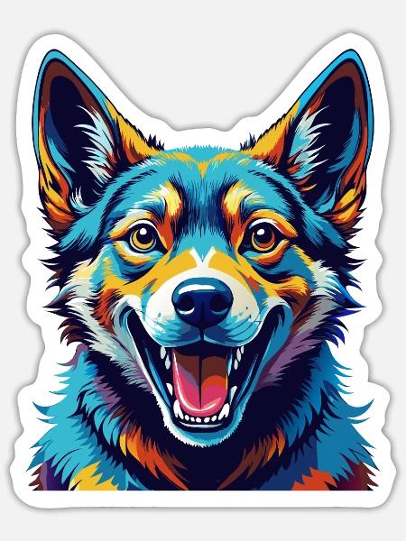 Neuguinea Singende Hunderasse Karikatur Kawaii - Sticker Größe S (10 x 10 cm) - Mattweiß